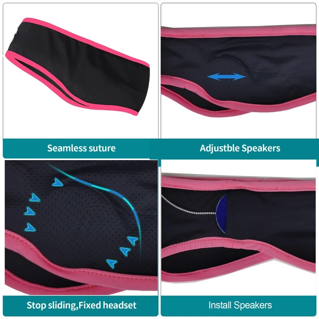 Alt view image 4 of 7 - Sleep Headphones Stereo Headband with Ultra Thin Speakers.Perfect for Side Sleeper,Sports,Travel,Meditation,Relaxation (Pink)