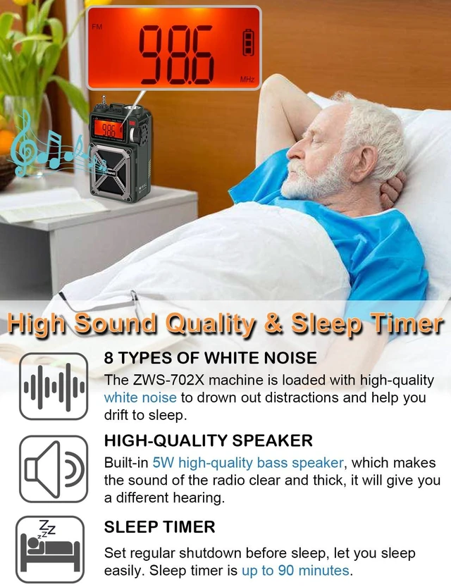 Alt view image 7 of 7 - Shortwave Radio with Bluetooth, AM/FM/SW/NOAA Weather Emergency Radios, Hand Crank/Solar/4000mAh/SOS/White Noise/Bass/Flashlight/Retro Receiver with Preset, Support USB/TF ZWS-702X