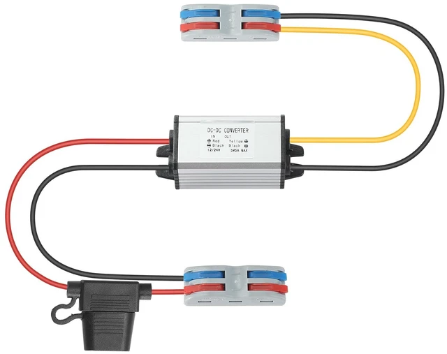 Main image of DC 12V 24V Step Down to 5V 5A 25W Buck Converter DC Transformer with Fuse Reducer Power Supply for Golf Cart Club Car