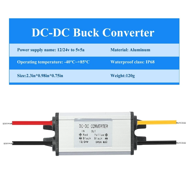 Alt view image 6 of 7 - DC 12V 24V Step Down to 5V 5A 25W Buck Converter DC Transformer with Fuse Reducer Power Supply for Golf Cart Club Car