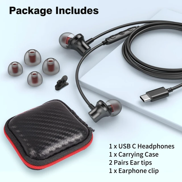 Alt view image 7 of 7 - USB C Earbuds Wired Headphones with Microphone Volume Control Black Noise Isolating Type C Earphones for Google Pixel 11 10 Pro C Plug Headphone for iPhone Duo 17 16 15 18 Pro Max/iPad 10th Gen