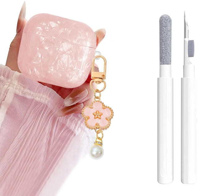 Main image of for Airpods 4 Case Glitter Shell,Cute Luxury Shell Pattern Soft TPU Airpods 4th Generation Case Cover with Girly Five-leaf Shell Flower Pearl Keychain&Cleaning Pen Women Girls-Pink
