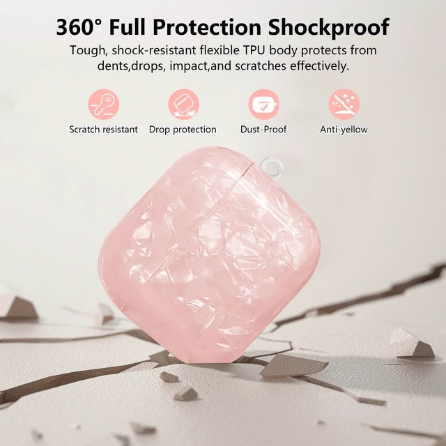 Alt view image 4 of 7 - for Airpods 4 Case Glitter Shell,Cute Luxury Shell Pattern Soft TPU Airpods 4th Generation Case Cover with Girly Five-leaf Shell Flower Pearl Keychain&Cleaning Pen Women Girls-Pink
