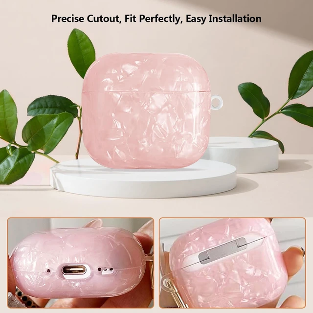 Alt view image 5 of 7 - for Airpods 4 Case Glitter Shell,Cute Luxury Shell Pattern Soft TPU Airpods 4th Generation Case Cover with Girly Five-leaf Shell Flower Pearl Keychain&Cleaning Pen Women Girls-Pink