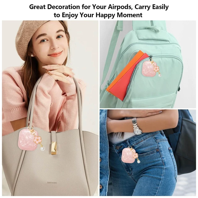 Alt view image 6 of 7 - for Airpods 4 Case Glitter Shell,Cute Luxury Shell Pattern Soft TPU Airpods 4th Generation Case Cover with Girly Five-leaf Shell Flower Pearl Keychain&Cleaning Pen Women Girls-Pink