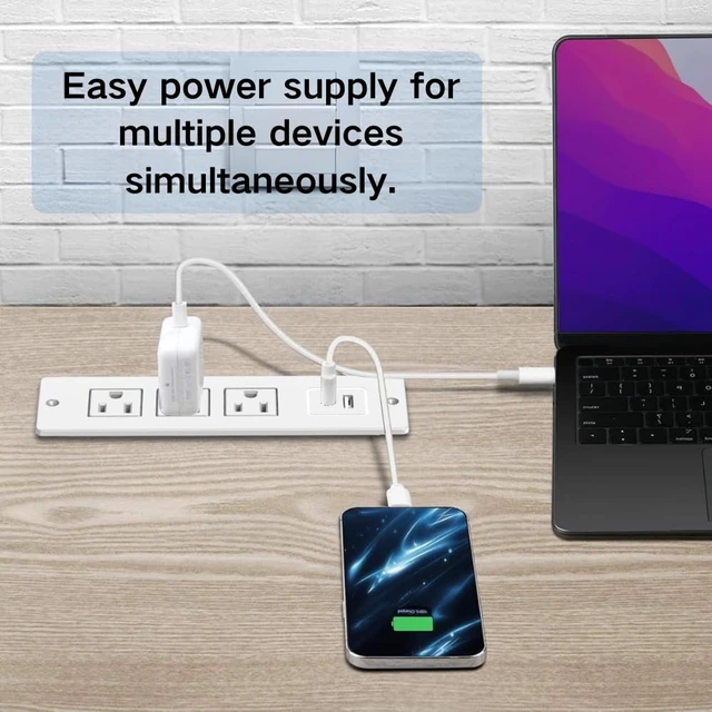 Alt view image 3 of 7 - Recessed Power Strip Flush Mount Hidden Charging Station with USB Plug Multiple Surge Protector Outlet Extender with Extension Cord for Home Office Furniture Nightstand Bed Conference Table (White)