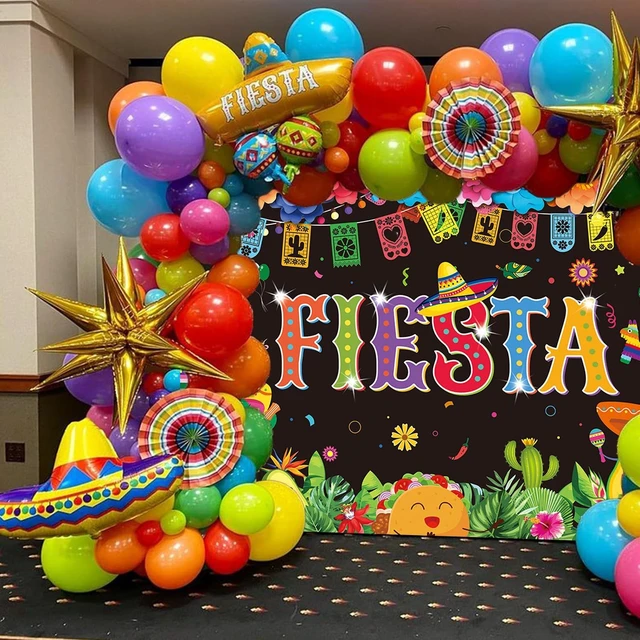 Alt view image 5 of 7 - Mexican Fiesta Backdrop Banner 7x5FT, Mexican Party Decorations Background Mexican Theme Paper Flowers Backdrops for Photography Fiesta Birthday Party Decor Photo Props