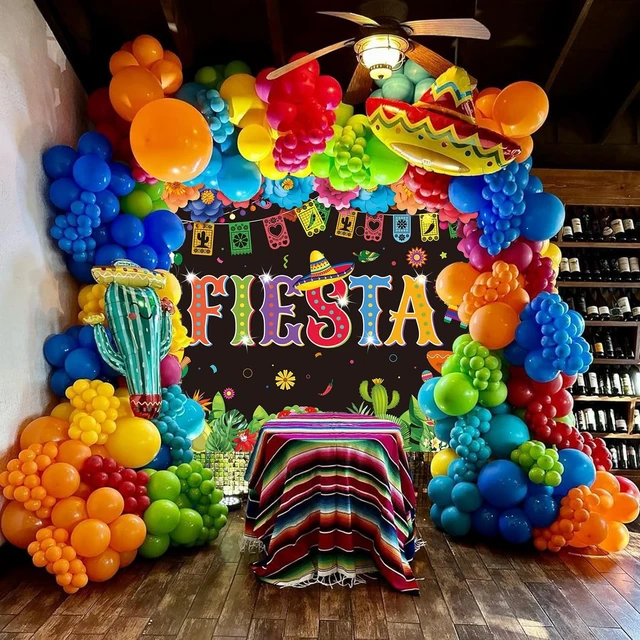 Alt view image 3 of 7 - Mexican Fiesta Backdrop Banner 7x5FT, Mexican Party Decorations Background Mexican Theme Paper Flowers Backdrops for Photography Fiesta Birthday Party Decor Photo Props