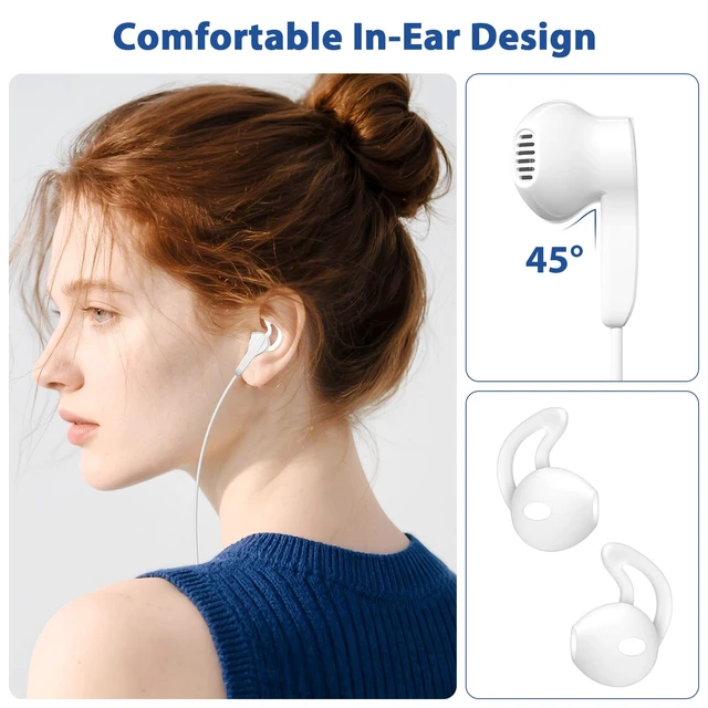 Alt view image 4 of 7 - USB C Headphones Magnetic Wired Earbuds iPhone 18 Pro 17 16 15 White Right Angle Type C in-Ear Earphones with Mic Volume Control Stereo Bass for iPad 10/Samsung Galaxy S26 S25 S24 S23 Pixel 11 9