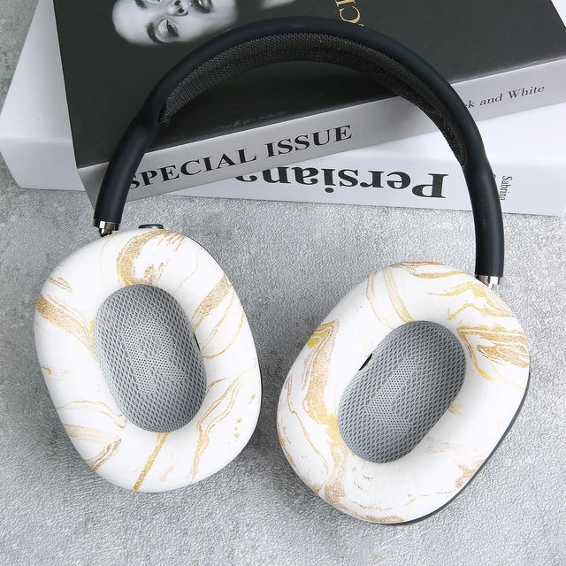 Alt view image 7 of 7 - Ear Cushion Pads for AirPods Max Earpads Replacement with Protein Leather, Memory Foam and Magnet, Gorgeous and Luxury Style with White Gilding Pattern
