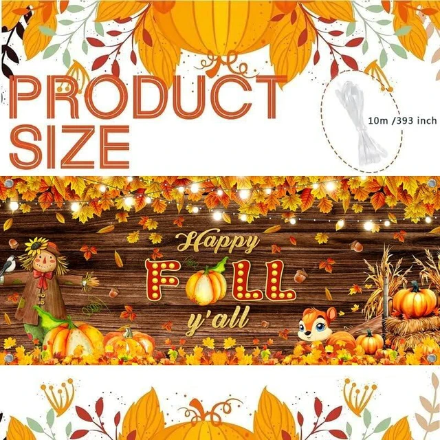 Alt view image 6 of 6 - Fall Pumpkin Garage Door Cover Decoration, Autumn Farm Maple Leaves Door Banner, Harvest Garage Backdrop for Thanksgiving Outdoor Indoor Party Wall Decor, Extra Large 16 X 7 Ft
