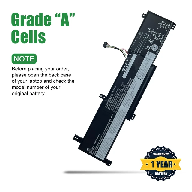 Alt view image 4 of 6 - L20L3PF0 Laptop Battery Replacement for Lenovo IdeaPad 3-14ADA6 3-14ALC6 3-14ITL6 3-15ALC6 3-15ITL6 3-17ALC6 3-17ITL6 K14 S14 G2 ITL Series SB11B36276 5B11B36283 L20M3PF0 L20C3PF0 11.1V 45Wh