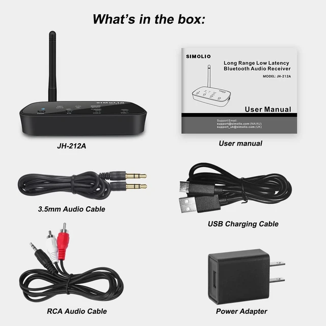 Alt view image 7 of 7 - HiFi Bluetooth Receiver for Home Stereo with aptX HD & LL JH-212A 197FT Wireless Audio Adapter with EQ & Codec Display, RCA Output, Volume Control for Speakers, Amplifiers & Music Streaming