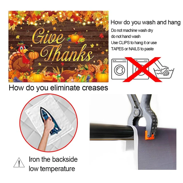 Alt view image 7 of 7 - Happy Thanksgiving Backdrop Give Thanks Fall Harvest Photography Background 8X6FT Give Thanks Banner, Maple Leaves Turkey Pumpkin Backdrop, Thanksgiving Friendsgiving Party Decorations, Photo Props
