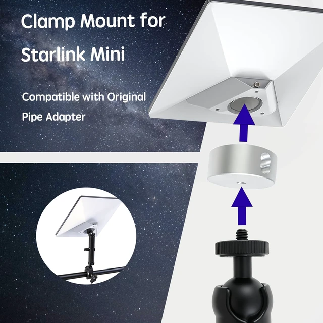 Alt view image 4 of 7 - Starlink Mini Mount 2026 Upgraded Compatible with 2025 New Version and 2024 Pipe Adapter All Metal Clamp Aluminum Alloy Pole Mount for RV Ladder Car Rack Camper Boat