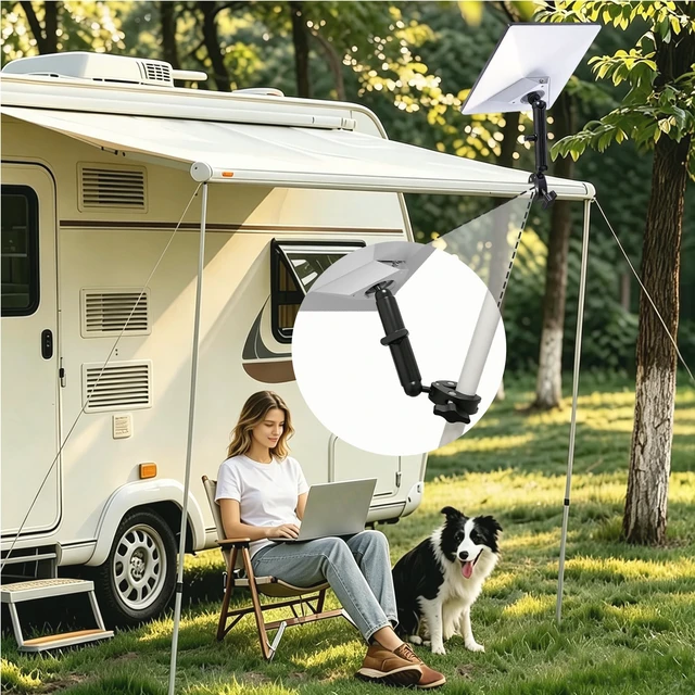 Alt view image 7 of 7 - Starlink Mini Mount 2026 Upgraded Compatible with 2025 New Version and 2024 Pipe Adapter All Metal Clamp Aluminum Alloy Pole Mount for RV Ladder Car Rack Camper Boat