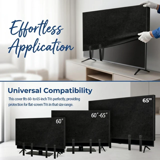Alt view image 5 of 7 - TV Boxes for Moving,Non-Scratch Felt,Fits 60-65 Inch Flat Screen Reusable Cover Secures with Anti-Slip Bottom Strap, Dustproof Protection for Transit & Long Term Storage