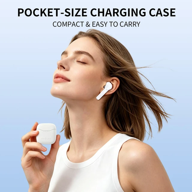 Alt view image 7 of 7 - True LITE II Wireless Earbuds Bluetooth 6.0, Semi in-Ear Headphones with ENC Clear Calls, Low Latency, 20H Playtime, IPX4 Waterproof, Comfortable Fit with AI App Support (White)
