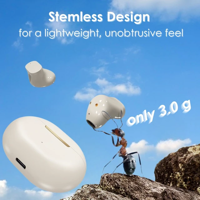 Alt view image 3 of 7 - Mini Semi-in-Ear Bluetooth 5.4 Earbuds- 20H Battery Life Wireless Headphones, Ultra-Compact Design with Clear Calls, Sweatproof for Running/Gym/TravelBeige
