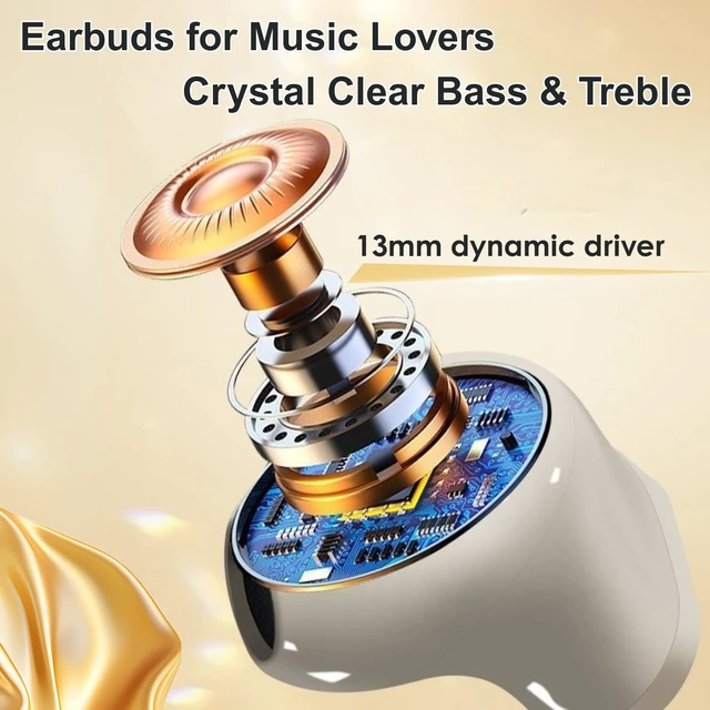 Alt view image 5 of 7 - Mini Semi-in-Ear Bluetooth 5.4 Earbuds- 20H Battery Life Wireless Headphones, Ultra-Compact Design with Clear Calls, Sweatproof for Running/Gym/TravelBeige