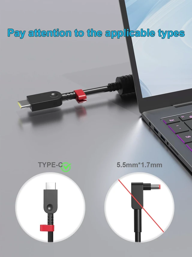 Alt view image 2 of 7 - 135W USB C AC Adapter Charger for Lenovo ThinkPad Z16 P16s P15s P14s E16 E15 E14 T16 Yoga/Slim Pro 9 7 6 7i 9i Book 9 ThinkBook 16 14p 14 15 14s IdeaPad Slim/Pro 9 7 5 Legion 9 Laptop