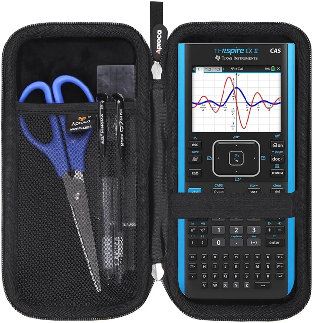 Main image of Case Compatible with Texas Instruments TI-Nspire CX II CAS Color Graphing Calculator, Storage Portable Bag for Accessories -Black (Case Only)