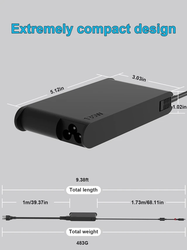 Alt view image 4 of 7 - 135W USB C AC Adapter Charger for Lenovo ThinkPad Z16 P16s P15s P14s E16 E15 E14 T16 Yoga/Slim Pro 9 7 6 7i 9i Book 9 ThinkBook 16 14p 14 15 14s IdeaPad Slim/Pro 9 7 5 Legion 9 Laptop