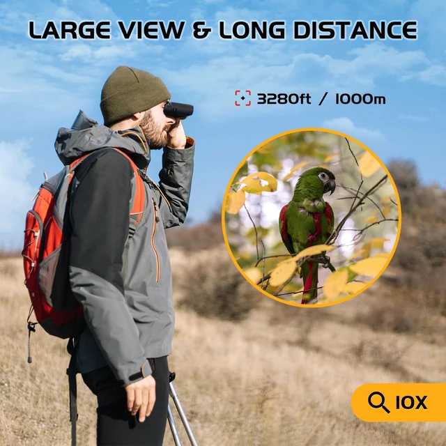 Alt view image 3 of 7 - 10x25 Binoculars for Adults, Compact Travel Binoculars for Bird Watching, Survival Gear for Outdoor Hunting Hiking, or Theater and Concerts