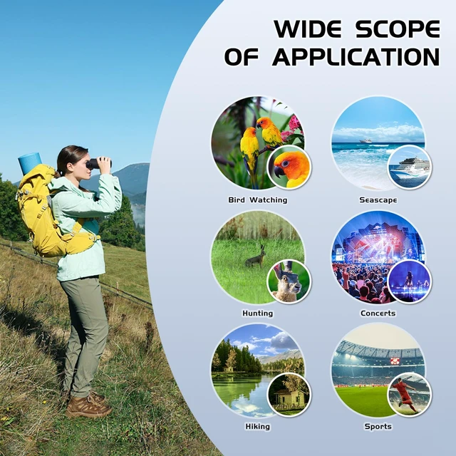 Alt view image 6 of 7 - 10x25 Binoculars for Adults, Compact Travel Binoculars for Bird Watching, Survival Gear for Outdoor Hunting Hiking, or Theater and Concerts