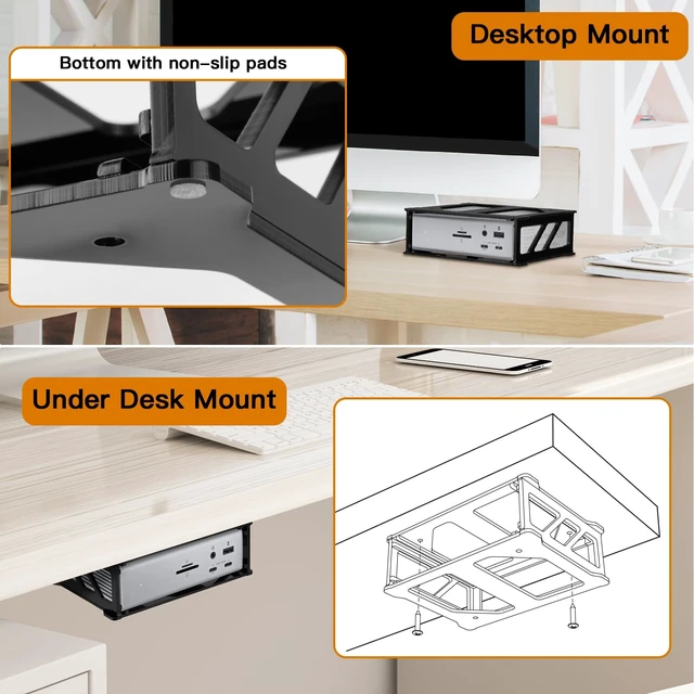 Alt view image 3 of 7 - Wall & Under Desk Acrylic Mount for CalDigit TS5 TS4 Dock Sturdy Acrylic Holder, Compatible with CalDigit Thunderbolt 5 Dock Thunderbolt 4 Docking Station, Space Saving, Bracket Only