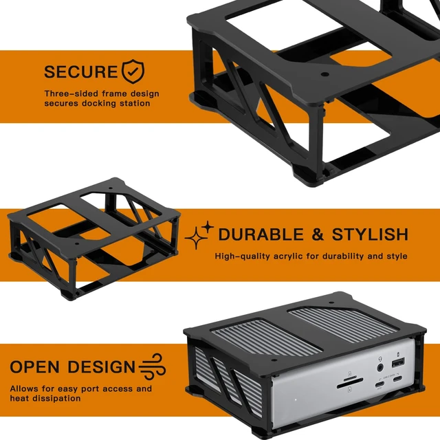 Alt view image 5 of 7 - Wall & Under Desk Acrylic Mount for CalDigit TS5 TS4 Dock Sturdy Acrylic Holder, Compatible with CalDigit Thunderbolt 5 Dock Thunderbolt 4 Docking Station, Space Saving, Bracket Only
