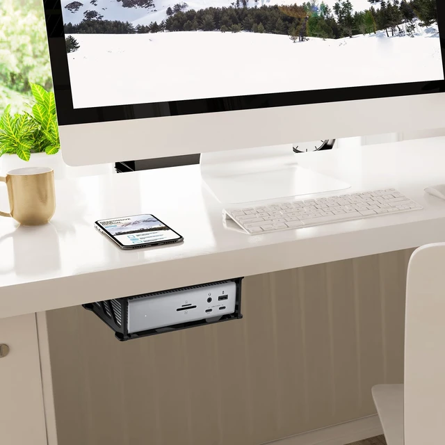 Alt view image 6 of 7 - Wall & Under Desk Acrylic Mount for CalDigit TS5 TS4 Dock Sturdy Acrylic Holder, Compatible with CalDigit Thunderbolt 5 Dock Thunderbolt 4 Docking Station, Space Saving, Bracket Only