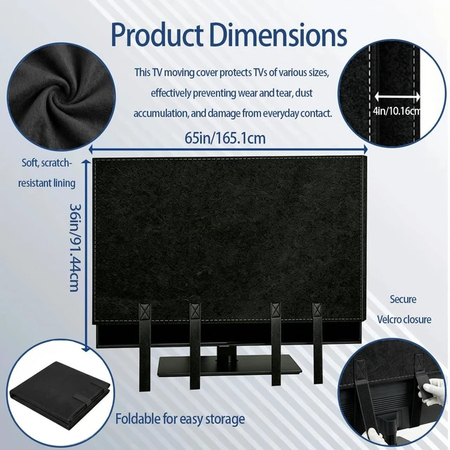 Alt view image 2 of 7 - TV Boxes for Moving,Non-Scratch Felt,Fits 60-65 Inch Flat Screen Reusable Cover Secures with Anti-Slip Bottom Strap, Dustproof Protection for Transit & Long Term Storage