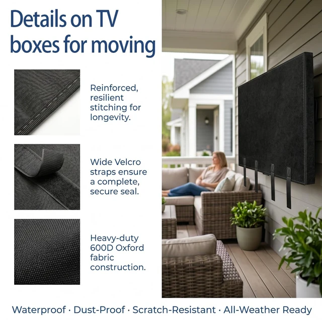 Alt view image 3 of 7 - TV Boxes for Moving,Non-Scratch Felt,Fits 60-65 Inch Flat Screen Reusable Cover Secures with Anti-Slip Bottom Strap, Dustproof Protection for Transit & Long Term Storage