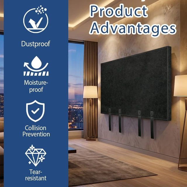 Alt view image 4 of 7 - TV Boxes for Moving,Non-Scratch Felt,Fits 60-65 Inch Flat Screen Reusable Cover Secures with Anti-Slip Bottom Strap, Dustproof Protection for Transit & Long Term Storage