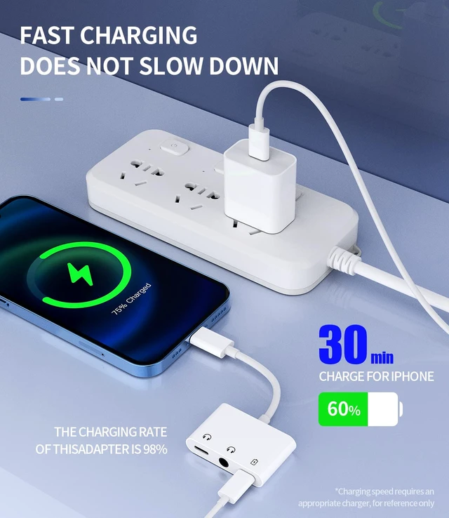 Alt view image 3 of 7 - Iphone Aux Splitter 3in1(2Pack)Dual Lightning to 3.5mm Headphone Jack Adapter Cable Dongle Charger Cord Audio Adaptador Para for 13 12 14 Pro Max X 7 8 Plus Ipad Music Earbud Charging Converter
