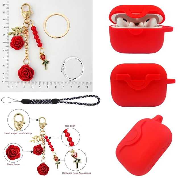 Alt view image 4 of 7 - Lock Case for Airpods Pro 2nd/1st Gen, Cute Flowers Keychain Lanyard, Silicone Protective Case Cover for Apple Airpods Pro 2/1st Gen, Wireless Charging Supported, Pink