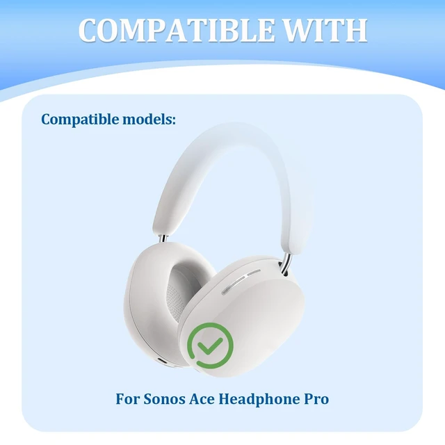 Alt view image 2 of 7 - Silicone Sweat Ear Covers Headband Cover for SNOS ACE Headphones Accessories, Soft Earpad Covers Case Cover Protector Sweatproof & Easy to Clean -Off-White