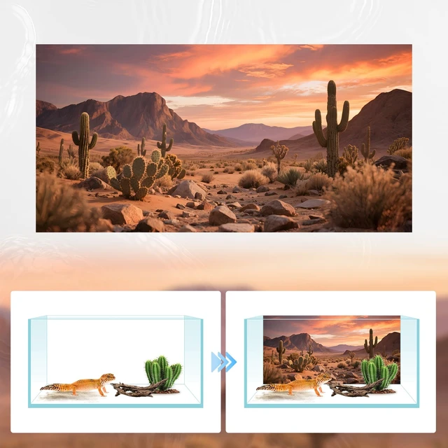 Alt view image 3 of 7 - 3 Pack Terrarium Background Polyester Reptile BackgroundGobi Sunshine Cactus Stone & Green Tree Fern Stream Terrarium (48 inches x 24 inches)