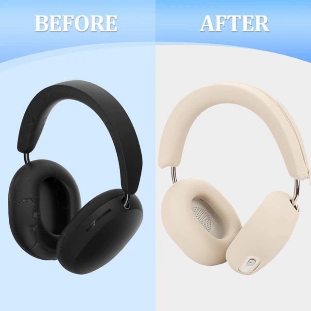 Alt view image 5 of 7 - Silicone Sweat Ear Covers Headband Cover for SNOS ACE Headphones Accessories, Soft Earpad Covers Case Cover Protector Sweatproof & Easy to Clean -Off-White