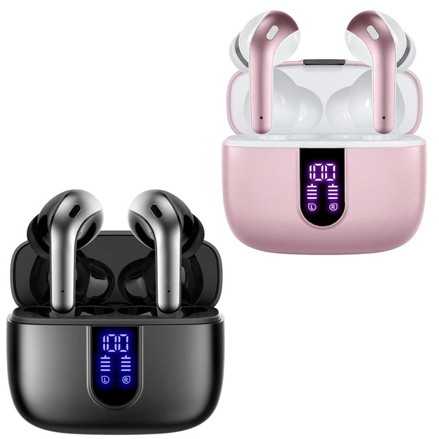Main image of 2 Sets X08 Pink and Black Bluetooth Headphones True Wireless Earbuds 60H Playback Ear Buds with Wireless Charging Case in-Ear Earbuds with Mic