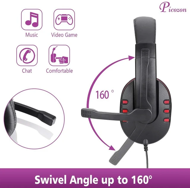 Alt view image 4 of 6 - USB Gaming Headset Headphone with Microphone for PS4, PS5, Multi-Device Gaming