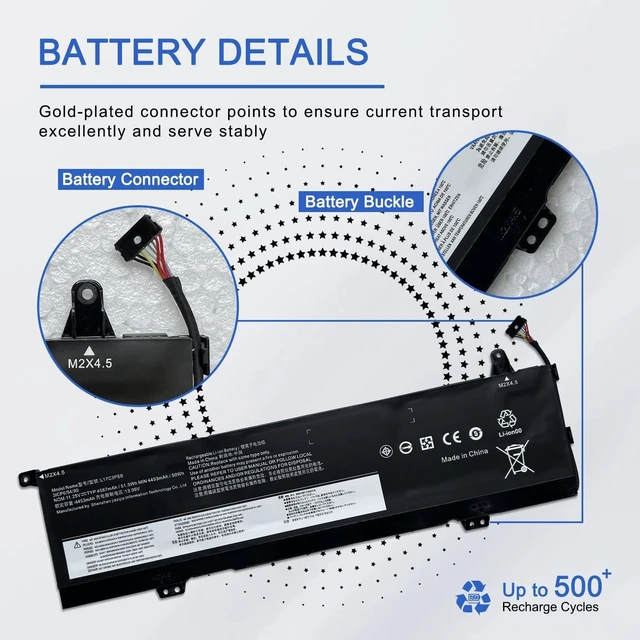 Alt view image 5 of 6 - L17C3PE0 Laptop Battery Compatible with Lenovo Yoga 730-15IKB 730-15IWL Series Notebook L17L3PE0 5B10Q39196 5B10Q39197 (11.25V 51.5Wh/4587mAh)