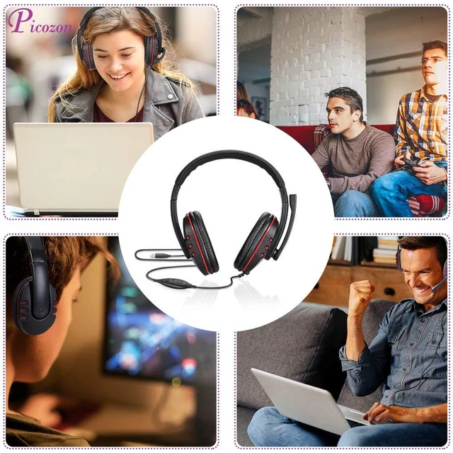 Alt view image 6 of 6 - USB Gaming Headset Headphone with Microphone for PS4, PS5, Multi-Device Gaming