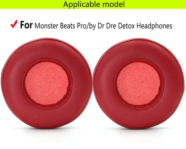 Alt view image 2 of 5 - Replacement Ear Pads for Monster Beats Pro/by Dr Dre Detox Headphones red High-grade protein leather/memory foam ear pads and earmuffs