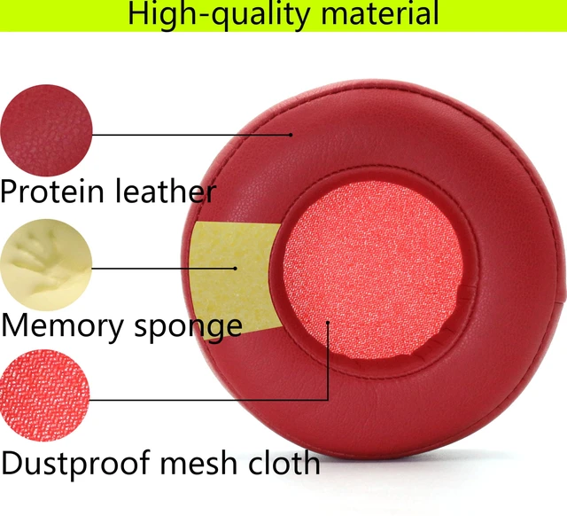 Alt view image 3 of 5 - Replacement Ear Pads for Monster Beats Pro/by Dr Dre Detox Headphones red High-grade protein leather/memory foam ear pads and earmuffs