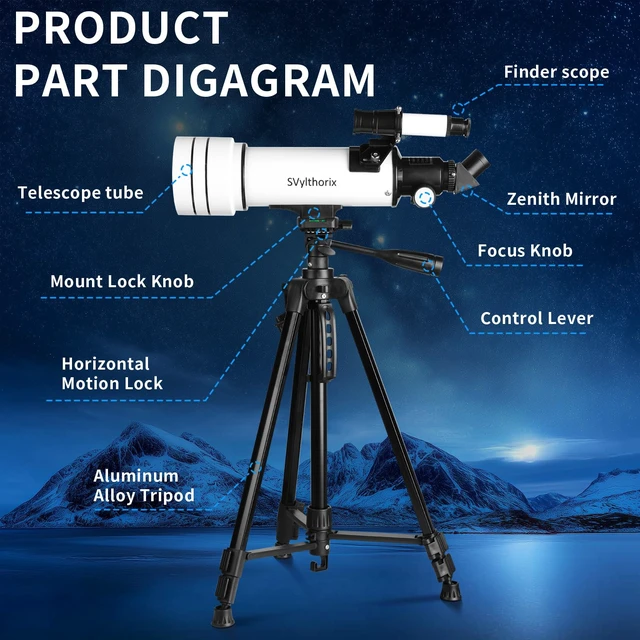 Alt view image 3 of 7 - Beginner-Friendly Astronomical Telescope F70400M - Easy to Use HD Starter Scope for Stargazing & Moon Viewing, Includes Portable Carrying Bag