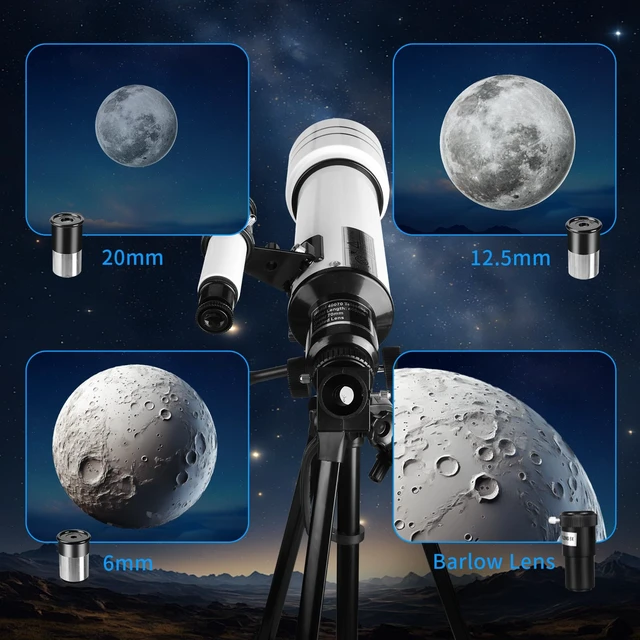Alt view image 7 of 7 - Beginner-Friendly Astronomical Telescope F70400M - Easy to Use HD Starter Scope for Stargazing & Moon Viewing, Includes Portable Carrying Bag