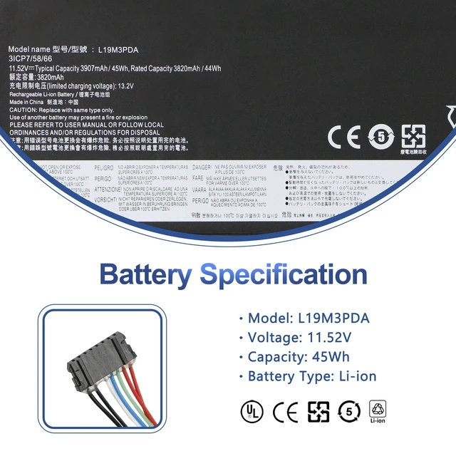 Alt view image 2 of 7 - L19L3PDA L19M3PDA Laptop Battery for Lenovo ThinkBook 14 15 Gen 2 3 4 45Wh G2 ITL, G3 ACL, G2 are, G3 ITL, G4 ABA Series, L19C3PDA L19D3PDA SB10Z21208 SB10Z21203 11.52V 3907mAh