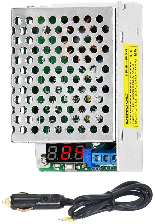 Main image of 12V to 24V DC Step Up Converter, 12v to 36v 19v 15v 30v, Adjustable Voltage Regulator DC Boost Converter with Cigarette Lighter Plug